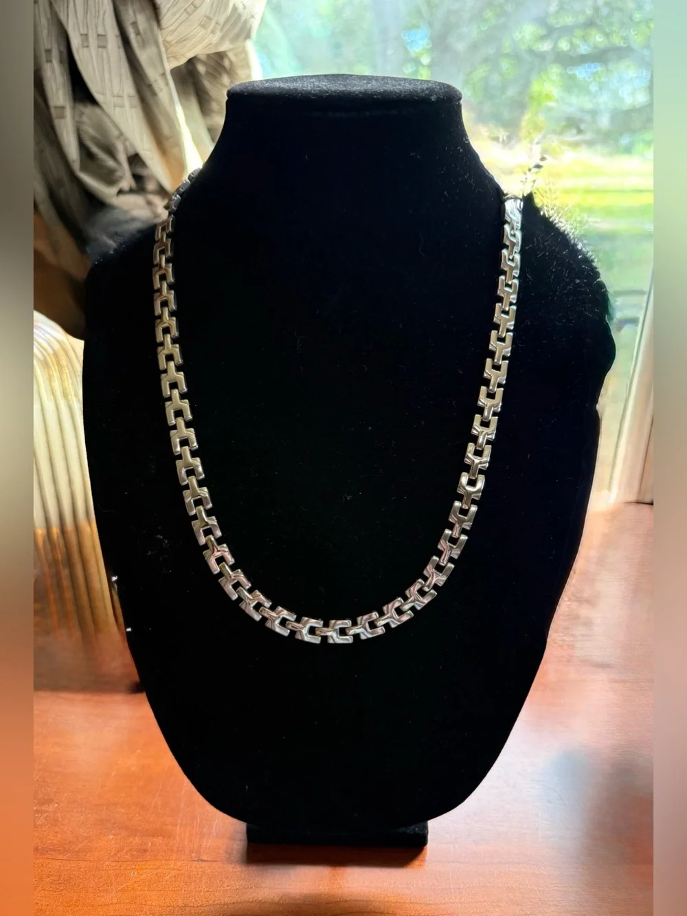 Classic Stainless Steel Interlocking Geometric Link Design 24” Chain